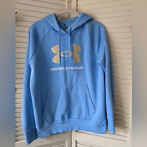 Under Armour Light Blue Hoodie with Gold Emblem